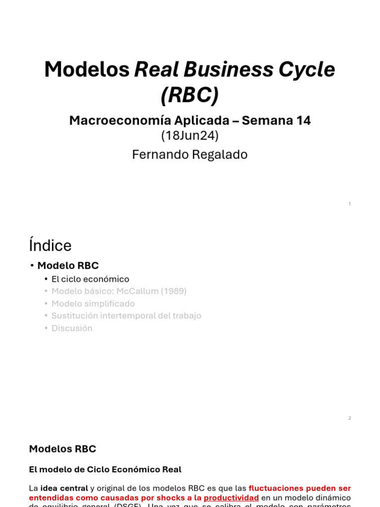 Modelos de Ciclo Económico Real (RBC) | PDF | Ciclo comercial | Ecuaciones