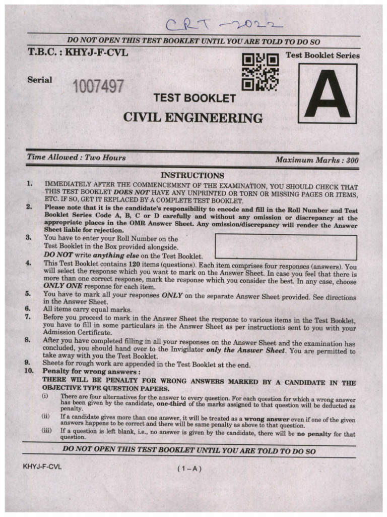 QP RT Civil Engineering 300822 1 | PDF