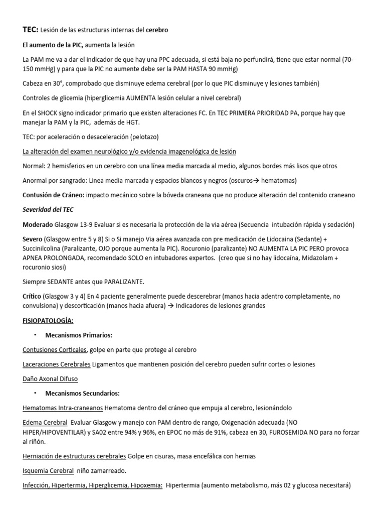 Severidad Del TEC | PDF | Cerebro | Especialidades Medicas