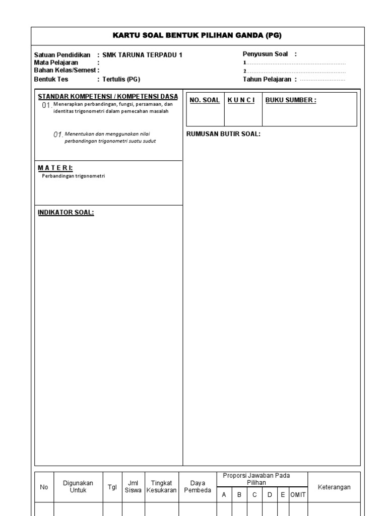 Kartu Soal Pg