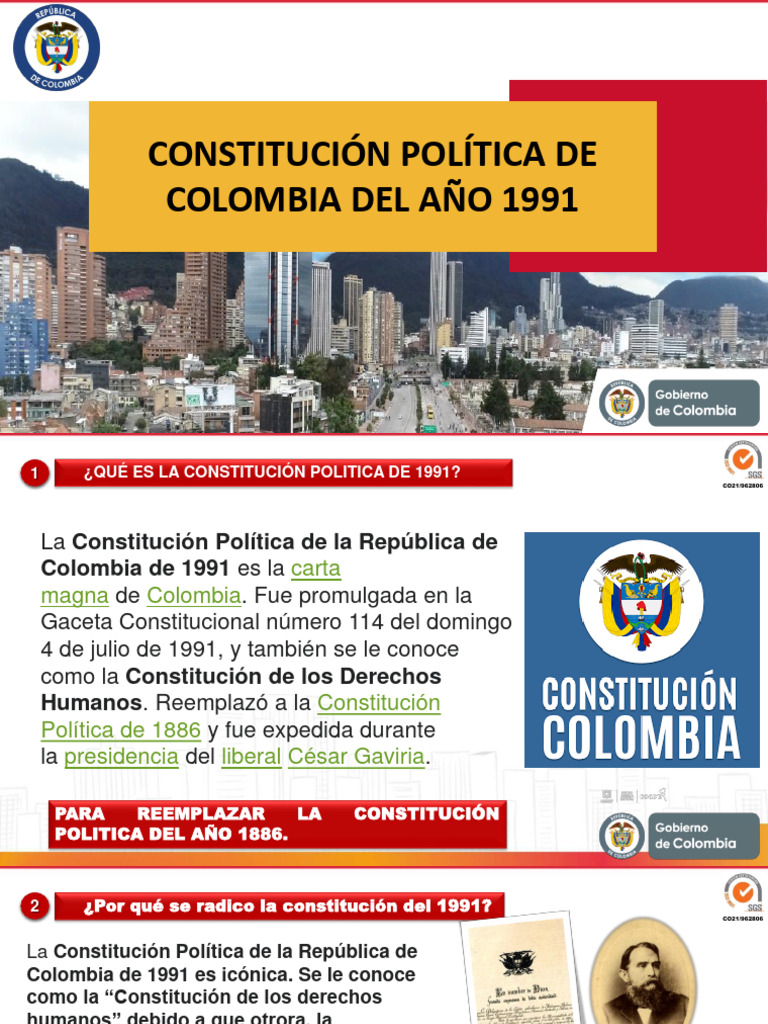 Constitución Política de Colombia 1991 | PDF | Constitución | Ciencias ...