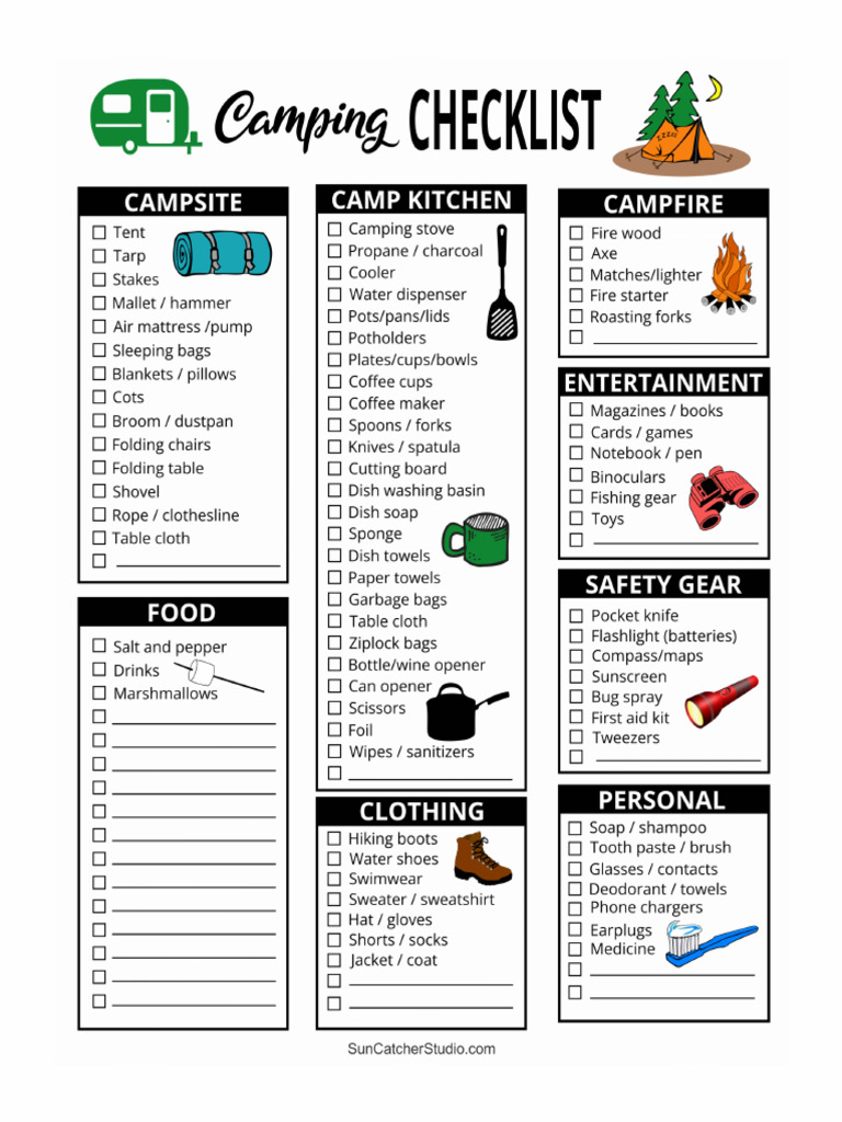 printable camping checklist 010101 fefefe PDF