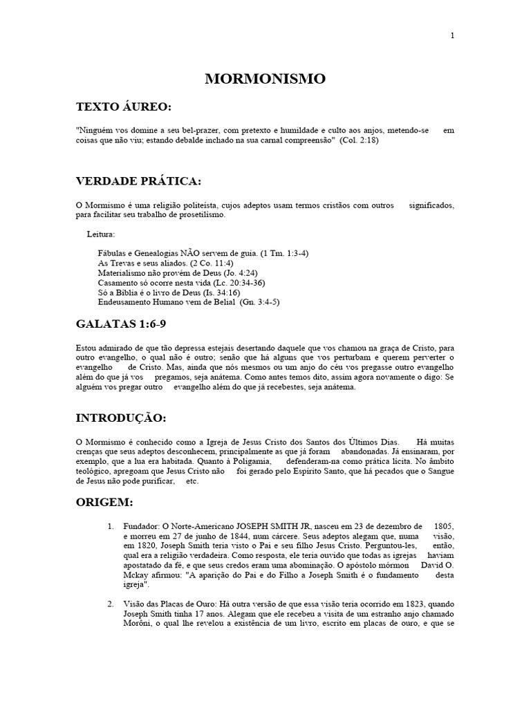 Heresias 0010 mormonismo pdf a igreja de jesus cristo dos santos