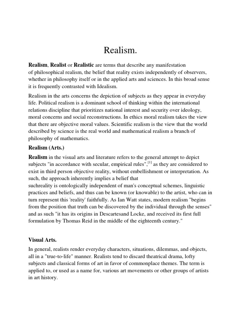 Understanding Realism in Arts and Philosophy | PDF