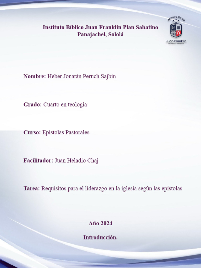 Requisitos de Liderazgo en la Iglesia | PDF | Pablo el apóstol | obispo