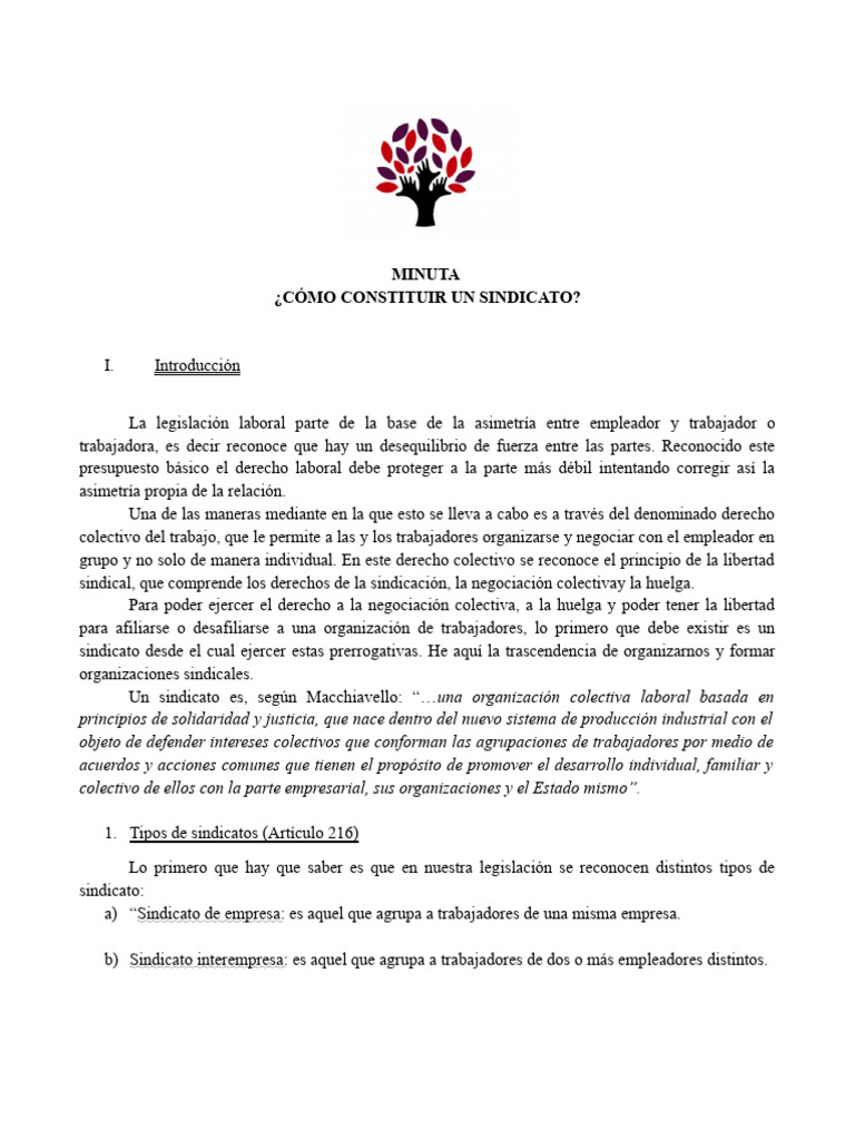 Como Constituir Un Sindicato | PDF | Sindicato | Derecho laboral