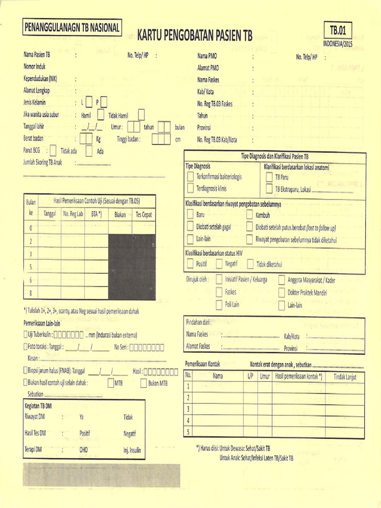 TB 01 Kartu Pengobatan Pasien TB | PDF