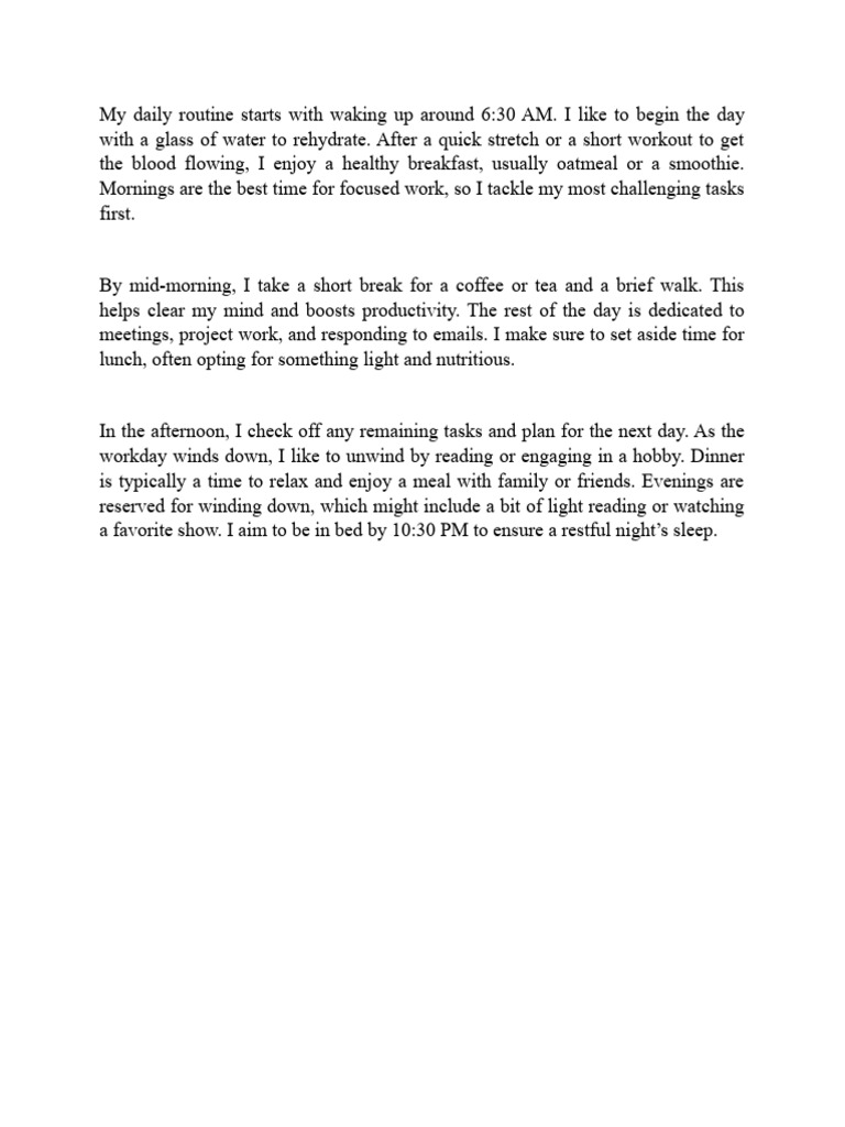 My Daily Routine Starts With Waking Up Around 6 | PDF