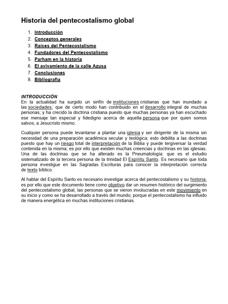 Historia Del Pentecostalismo | PDF | Pentecostalismo | Cristianos ...