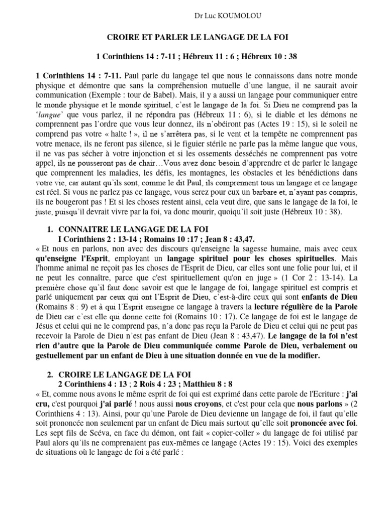Le Langage de la Foi en Action | PDF | Épître aux Romains | Dieu