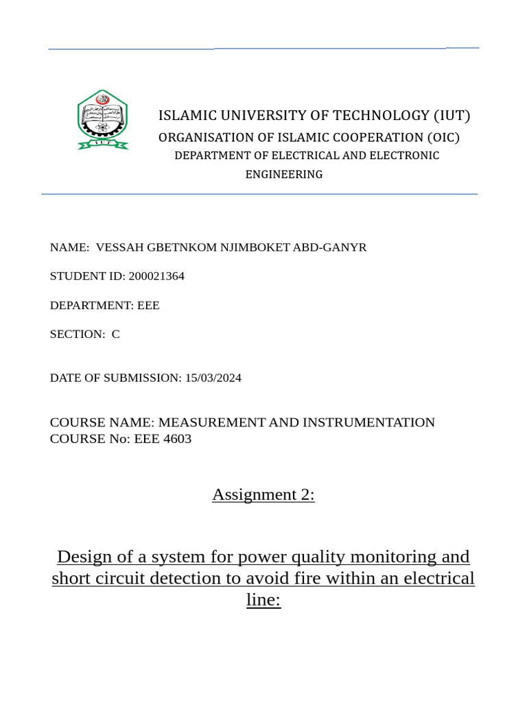 Measurement and instrumentation assignment 2 200021364 pdf