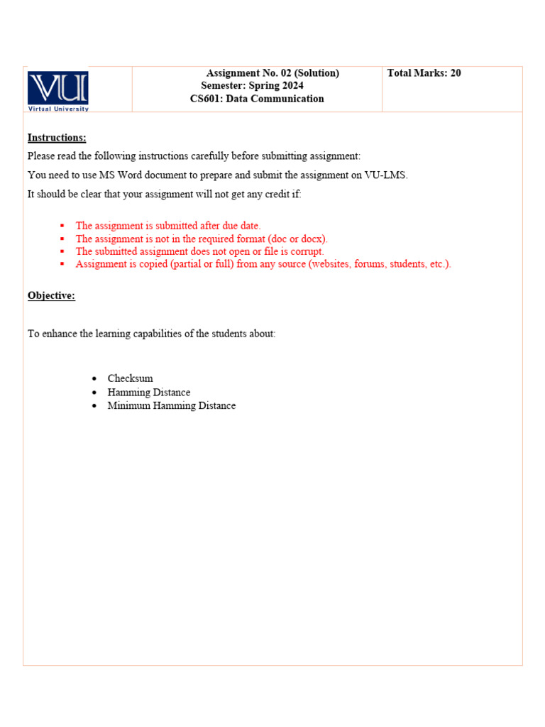 Spring 2024 - CS601 - 2 - SOL | PDF | Bit | Data