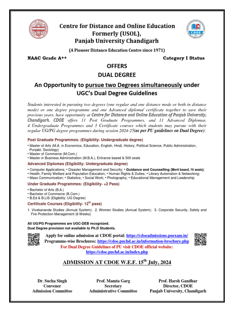 Dual Degree Brochure 2024 25 Pdf Academic Degree Postgraduate