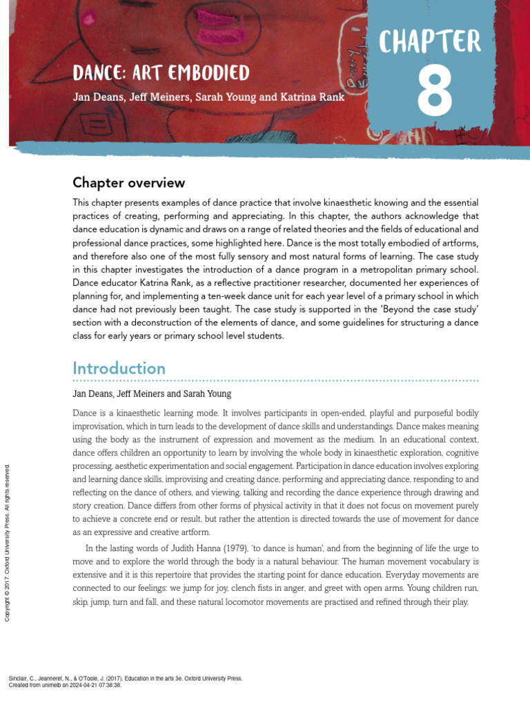 Education in The Arts Chapter 8 | PDF | Dances | Teachers