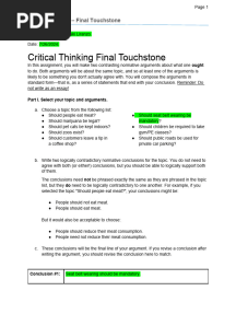 Critical Thinking Touchstone