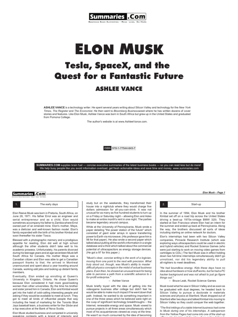 Elon Musk: A Journey to Innovation | PDF | Elon Musk
