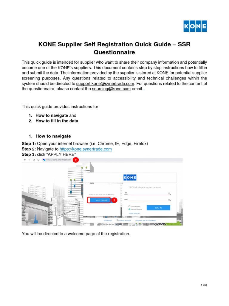 KONE Supplier Registration Guide | PDF | Cyberspace | Computing