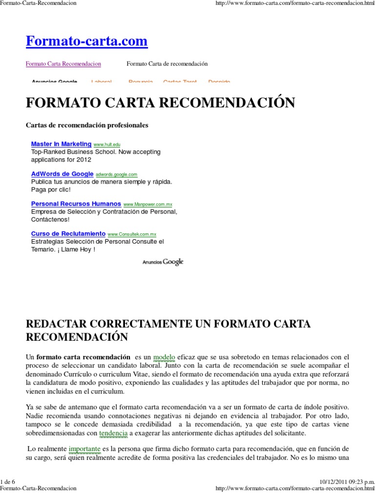 Carta De Recomendacion Original House My B