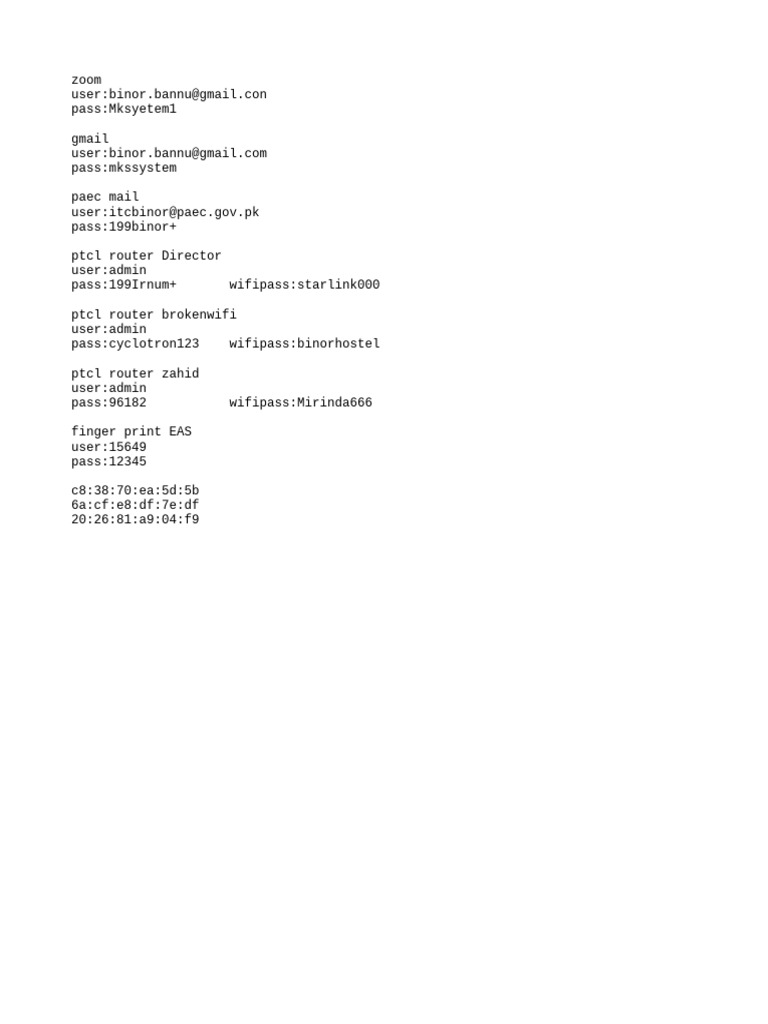 Setting And Account Password