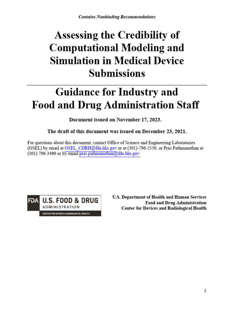 Credibility in Computational Modeling for Medical Devices | PDF ...