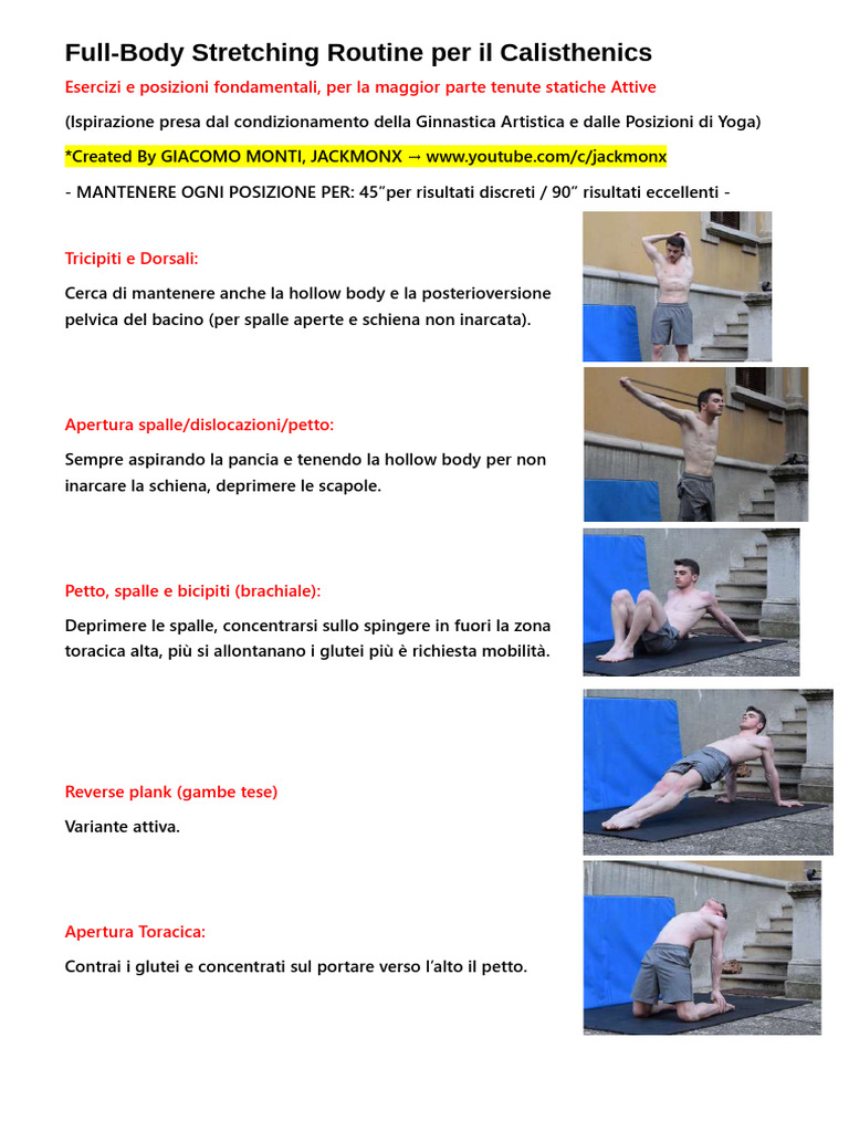 Stretching Routine Calisthenics Compressed | PDF