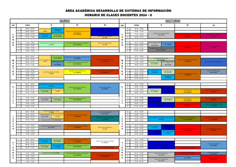 Horario de Clases 2024 - II | PDF | Ciencias de la Computación ...