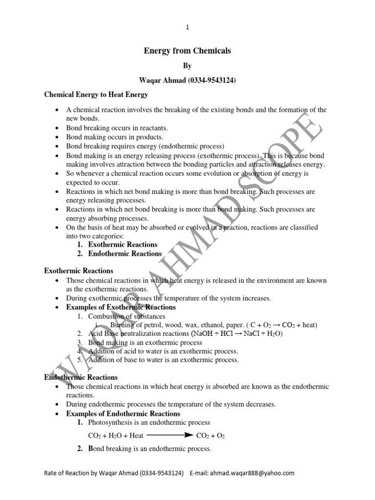 Exo And Endo Pdf Pdf Chemical Equilibrium Chemical Reactions