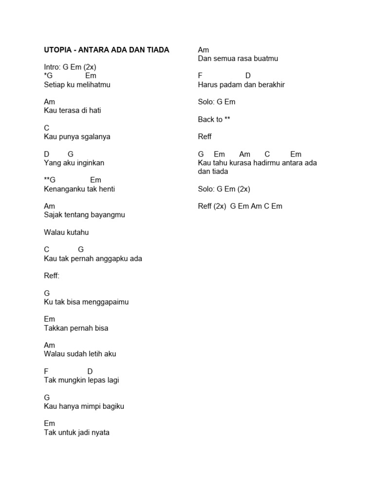Kunci Gitar dan Lirik Lagu Cinta | PDF
