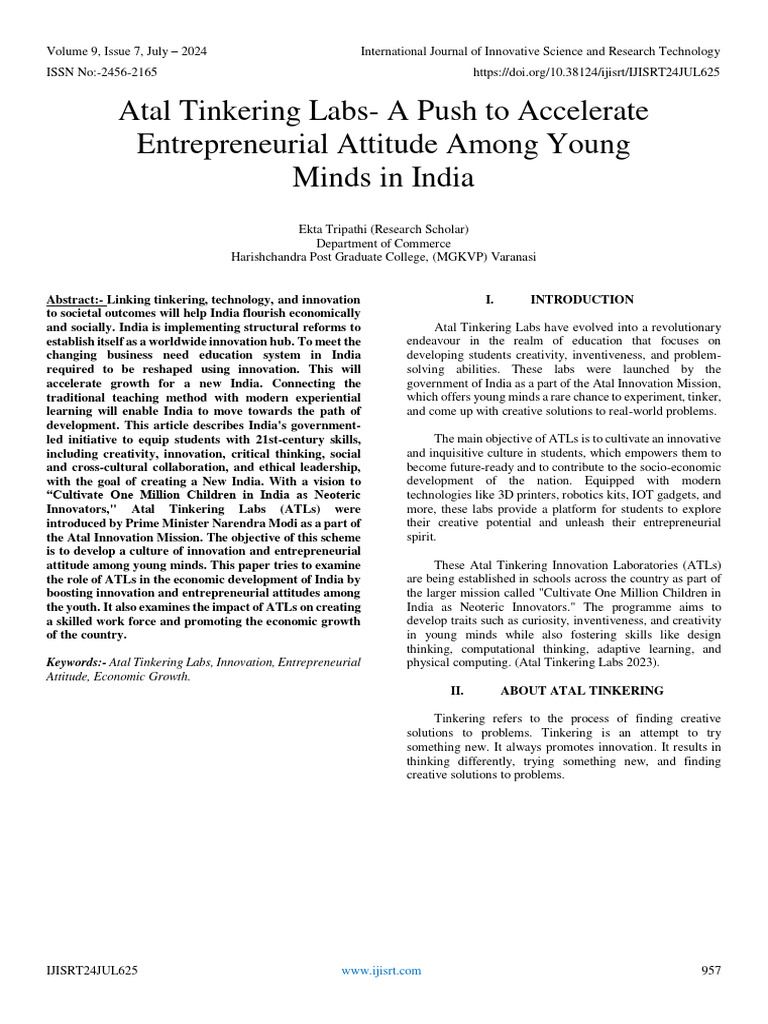 Atal Tinkering Labs: Fostering Innovation in India | PDF ...