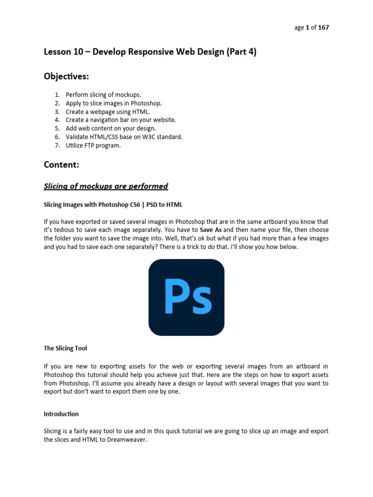 Lesson 10 - Develop Responsive Web Design | PDF | Hyperlink | Html Element