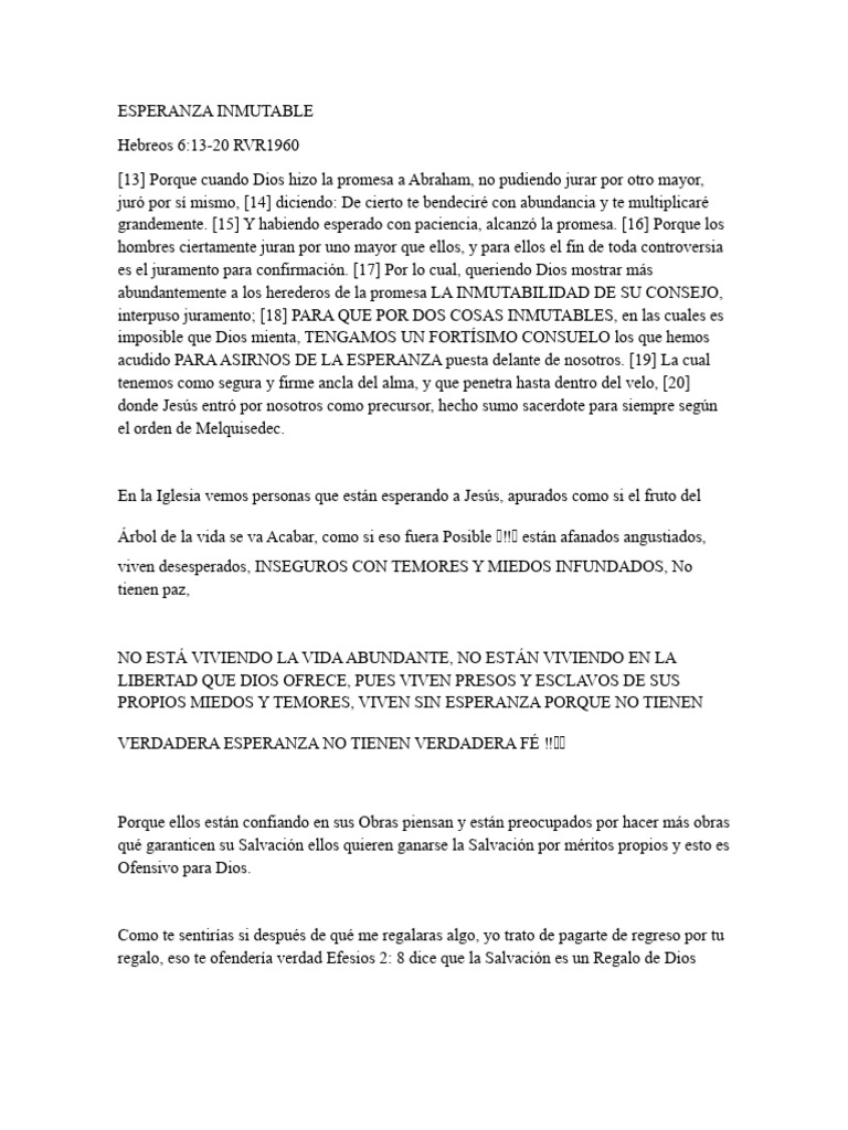 Esperanza INMUTABLE | PDF | Abrahán | Fe