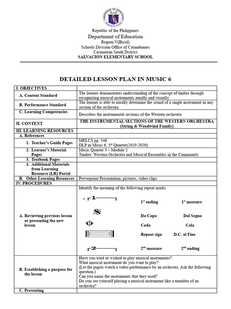 Music Lesson Plan: Western Orchestra | PDF | String Instruments ...