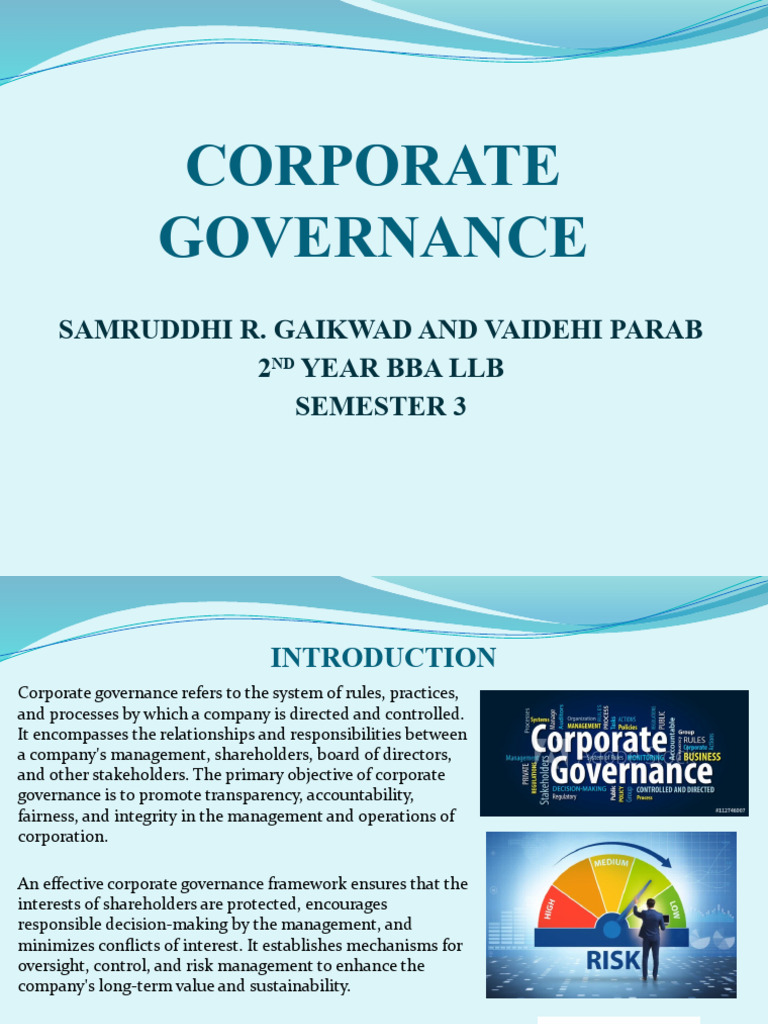 Corporate Governance Overview and History | PDF | Corporate Governance ...