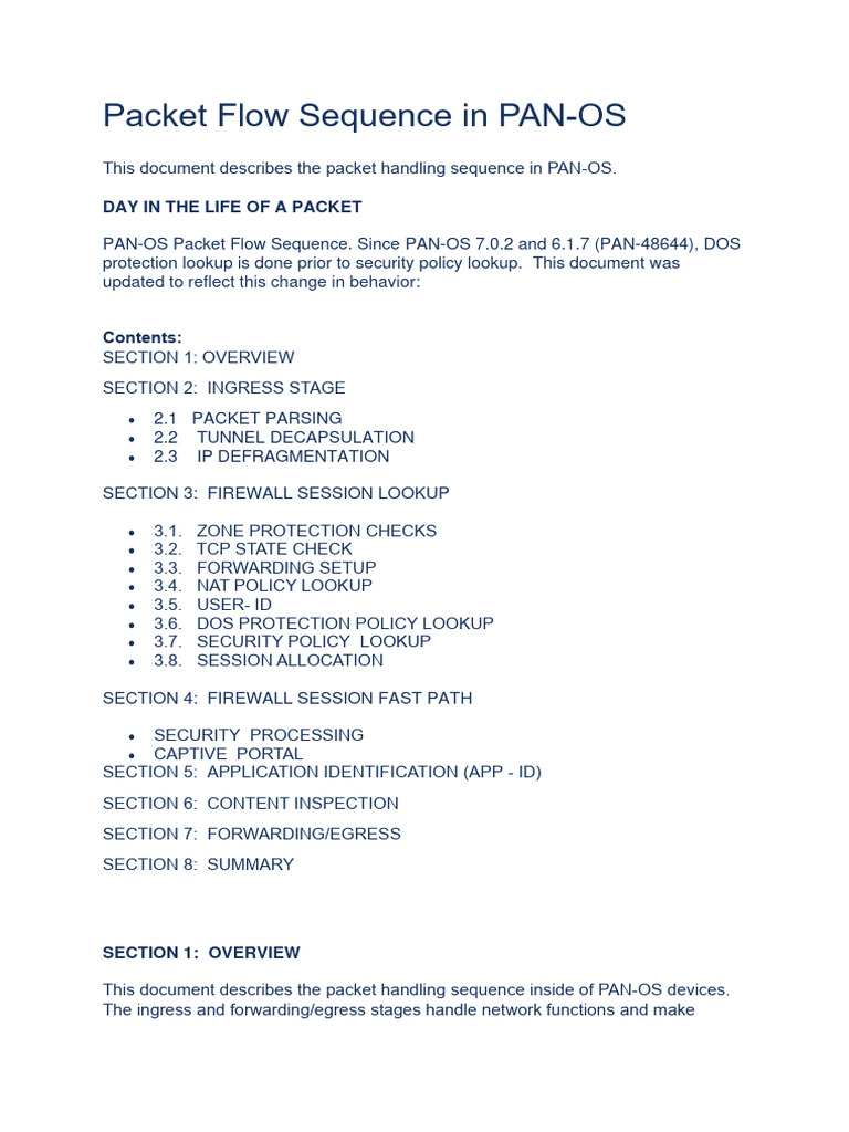 PAN-OS Packet Handling Sequence Guide | PDF | Transmission Control ...