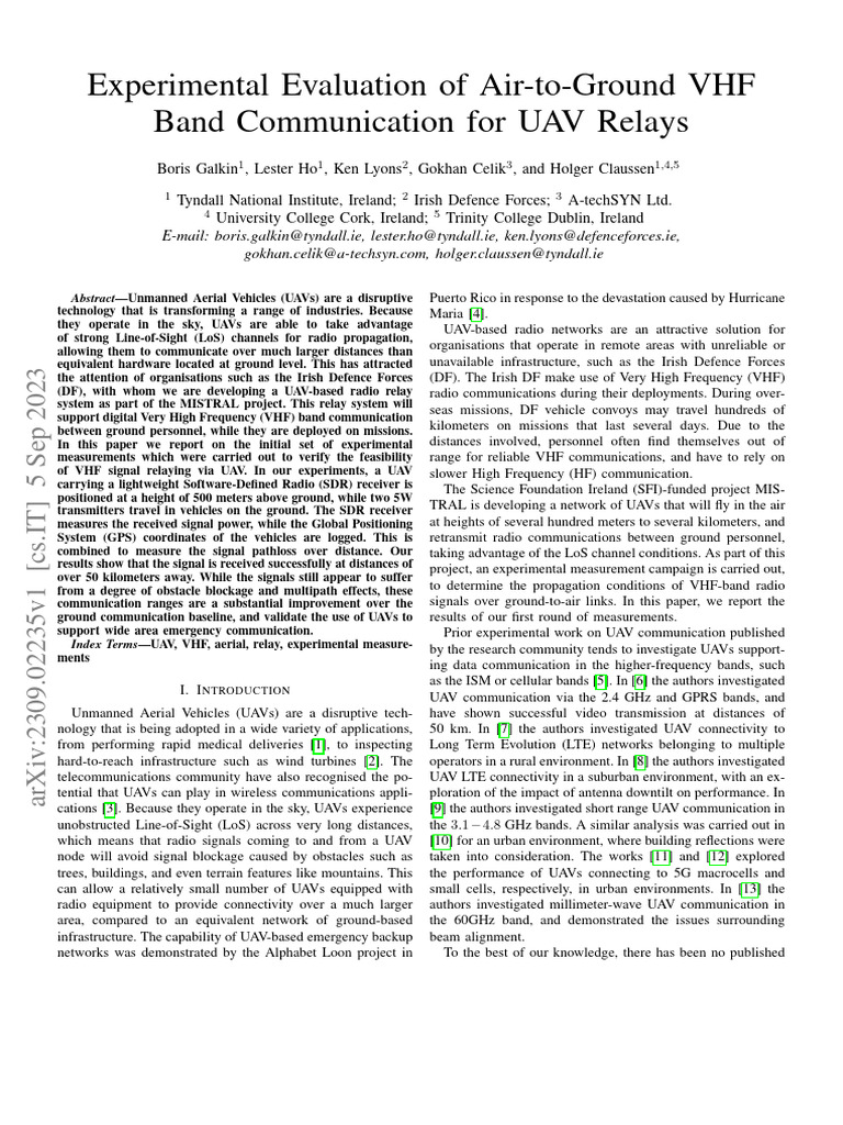 UAV VHF Communication Relay Study | PDF | Very High Frequency | Radio