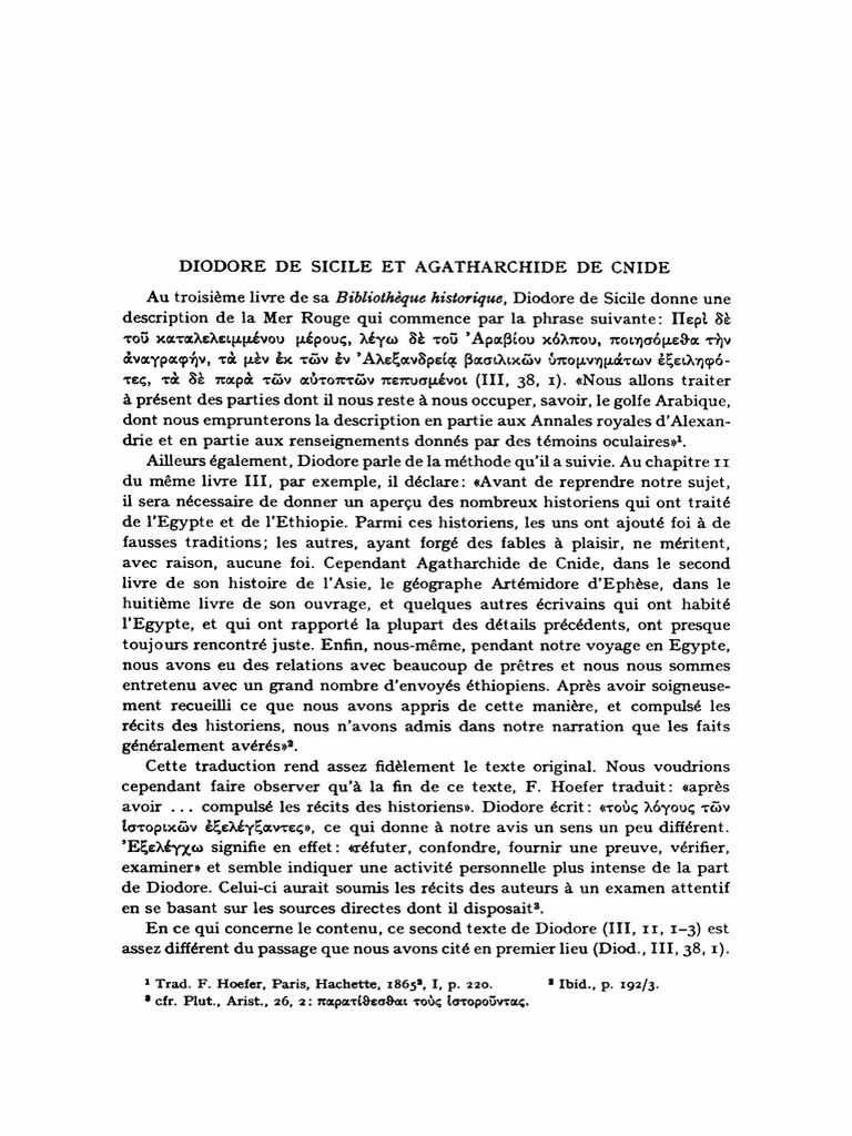 Diodore de Sicile et Agatharchide | PDF | Histoire