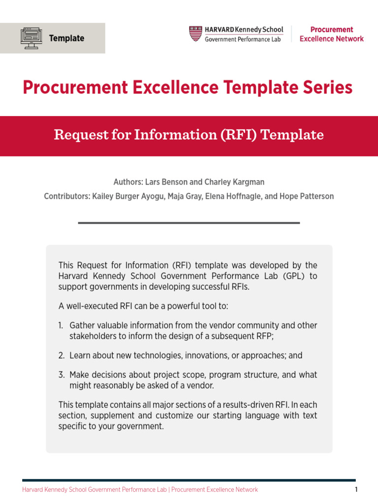 RFI Template for Government Procurement | PDF | Request For Proposal ...