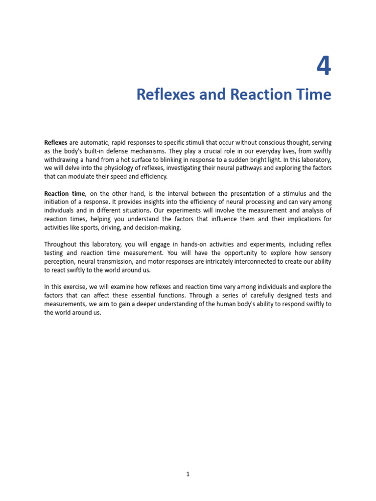 (MODULE) Exercise 7 - Reflexes and Reaction Time | PDF | Motor Neuron ...