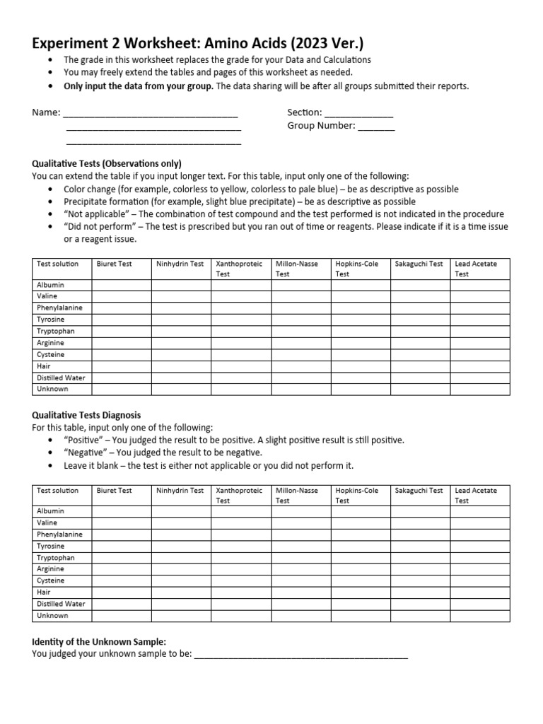 2 - Amino Acids Worksheet | PDF | Amino Acid | Acid