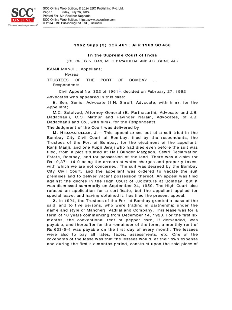 Supreme Court Ruling on Port Ejectment Case | PDF | Lease | Eviction