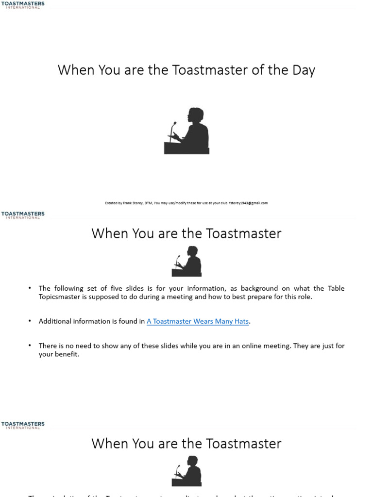 When Your Are The Toastmaster of The Day | PDF