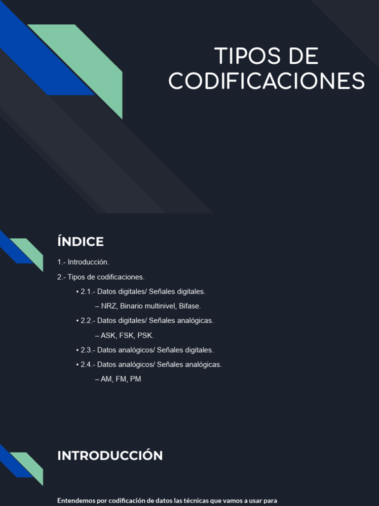 Tipos de Codificaciones de Datos y Señales | PDF | Modulación ...