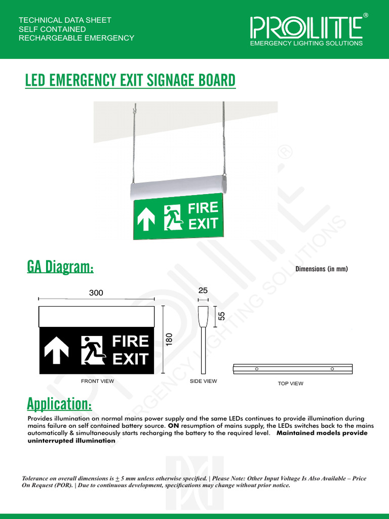 Rechargeable Emergency Exit Signage | PDF | Rechargeable Battery ...