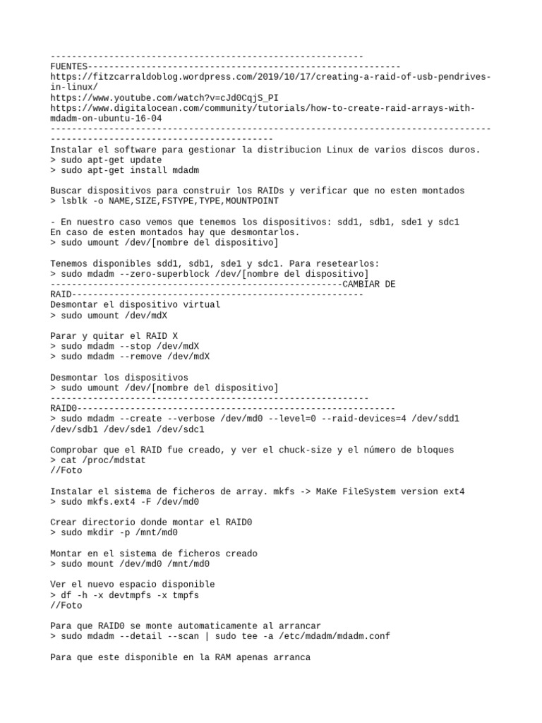 Crear y gestionar RAID en Linux | PDF | Software | Informática