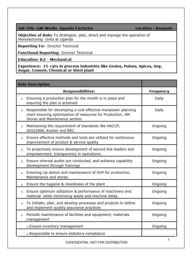 GM Operations Uganda Factories PDF Business
