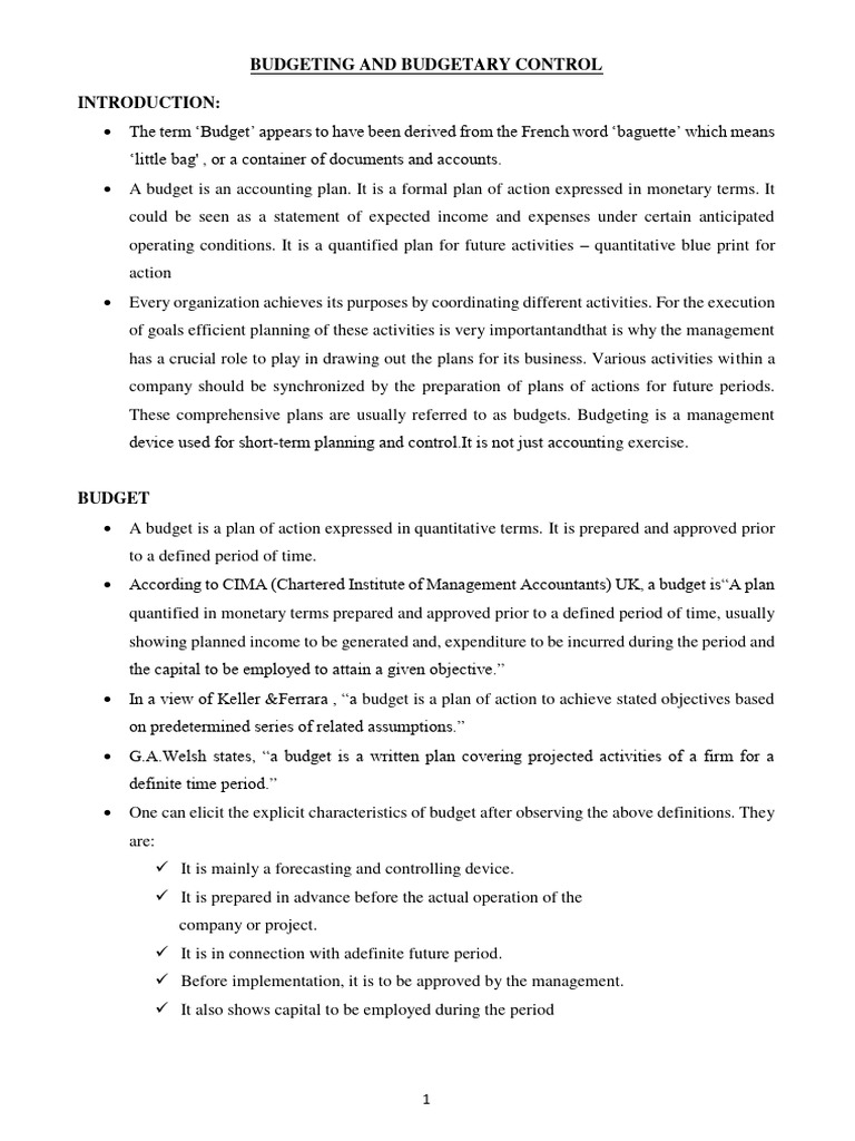 Budgeting and Control in Organizations | PDF | Budget | Expense