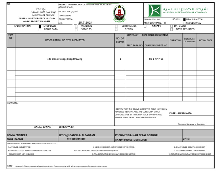 Project Approval Transmittal Document | PDF | Engineering