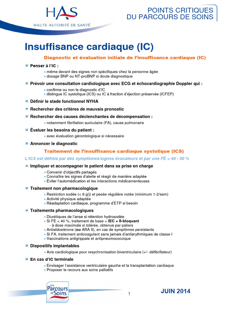 Guide de prise en charge de l'insuffisance cardiaque | PDF ...
