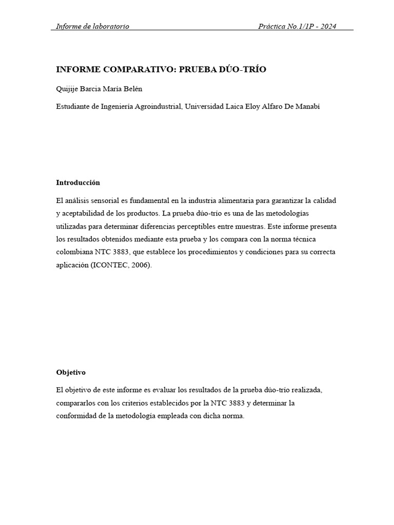 Informe Comparativo Prueba Dúo-Trío | PDF | Laboratorios | Science