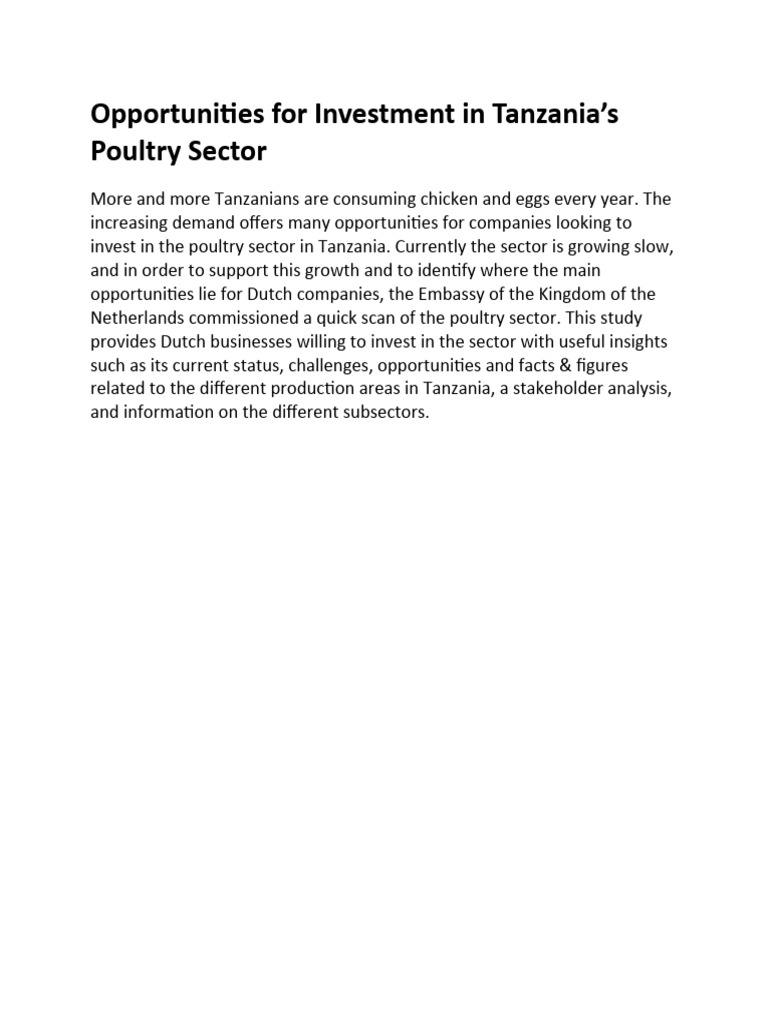 Business Opportunities In Tanzania Pdf